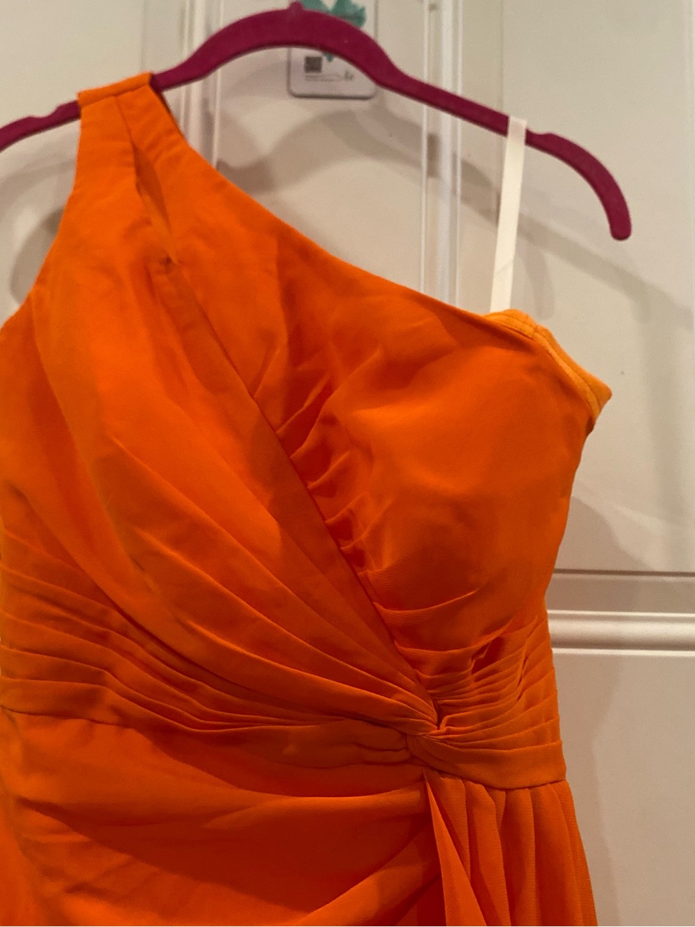 One-Shoulder Orange Evening Gown size 6 NWOT - Picture 4 of 9